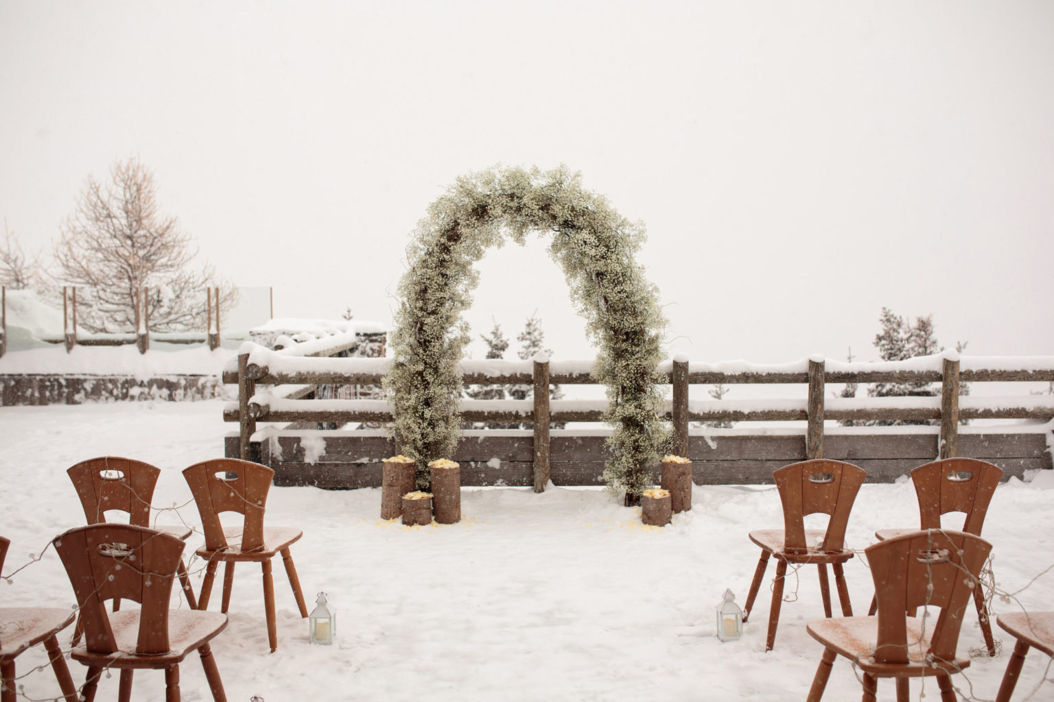 le brevent altitude wedding flower arch