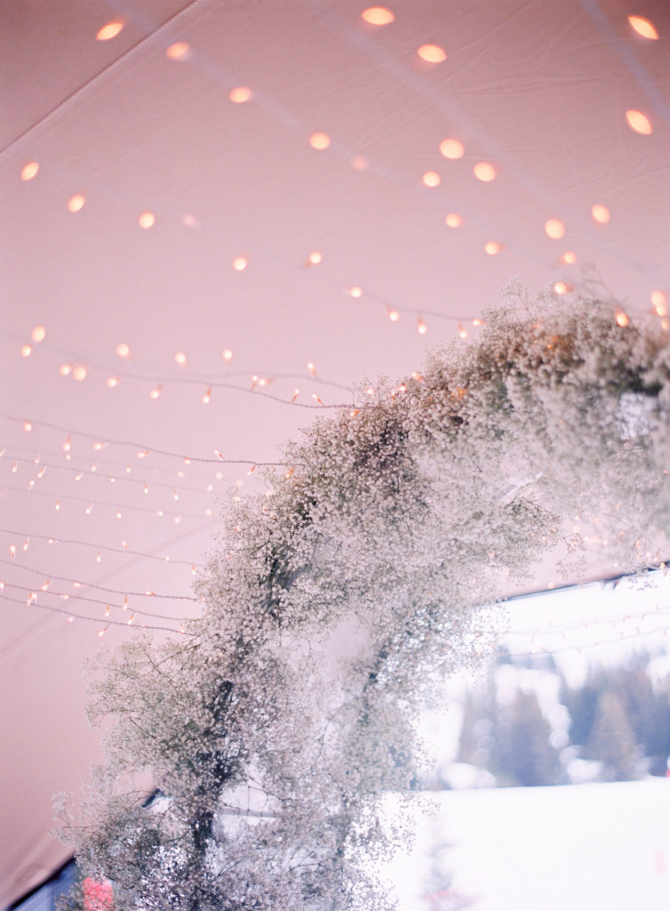 snowy wedding floral arch courchevel